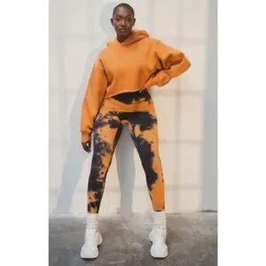 Balance Athletica Orange and Black Tie-Dye Leggings